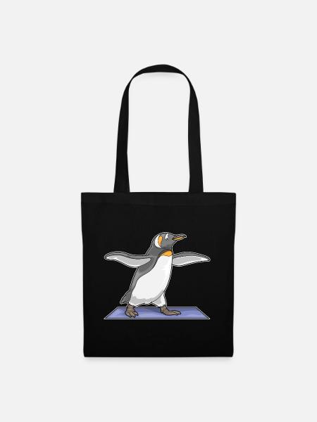 Pinguin Yoga Fitness Gymnastik - Stoffbeutel - Schwarz