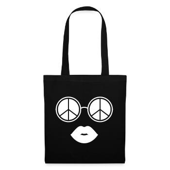 Frieden und Lippen / Friedensbrille und Lippen - Stoffbeutel - Schwarz - Vorne