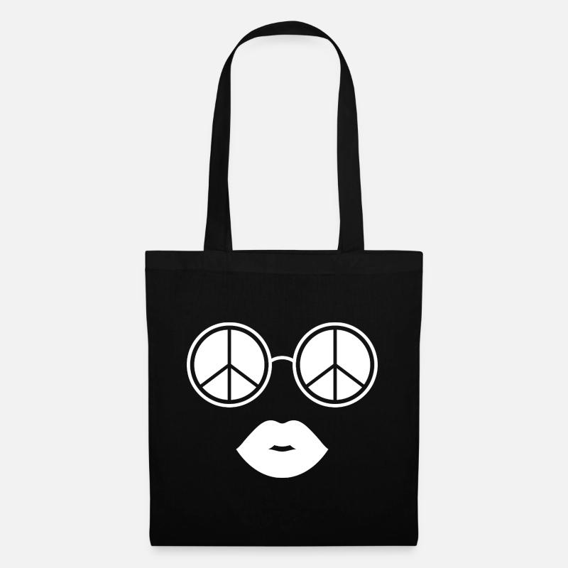 Frieden und Lippen / Friedensbrille und Lippen - Stoffbeutel - Schwarz