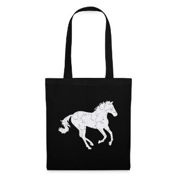 Cheval blanc au galop - Sac en tissu - noir - Devant