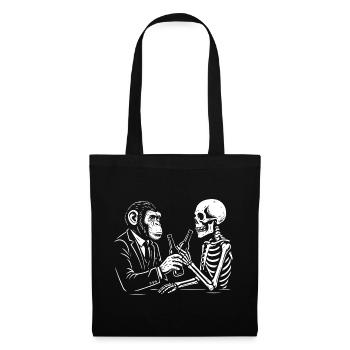 monkey and skeleton drinks beer in the pub. - Tote Bag - black - Front
