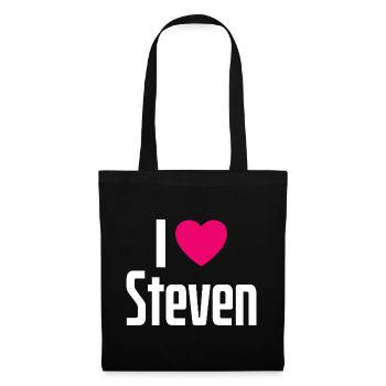 I Love Steven Pinkes Herz Ich liebe Steven - Stoffbeutel - Schwarz - Vorne