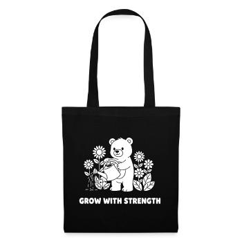 Bear watering flowers – strength growing - Tote Bag - black - Front