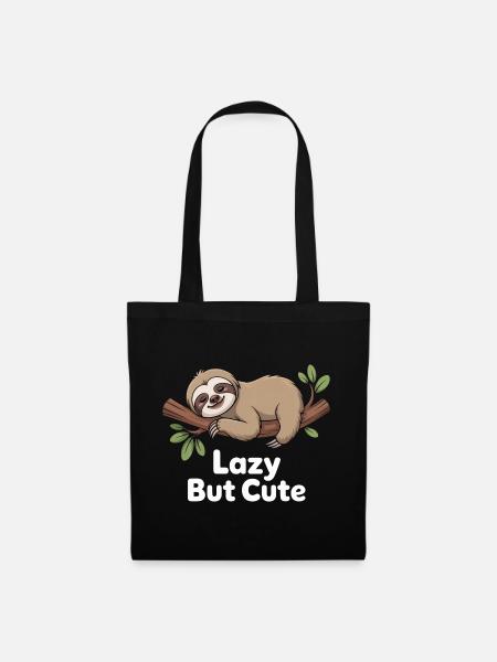 Lazy But Cute – Kawaii Faultier - Stoffbeutel - Schwarz
