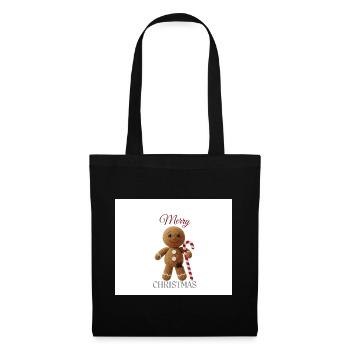Bonhomme en pain d’épices avec canne de sucre d’orge - Sac en tissu - noir - Devant