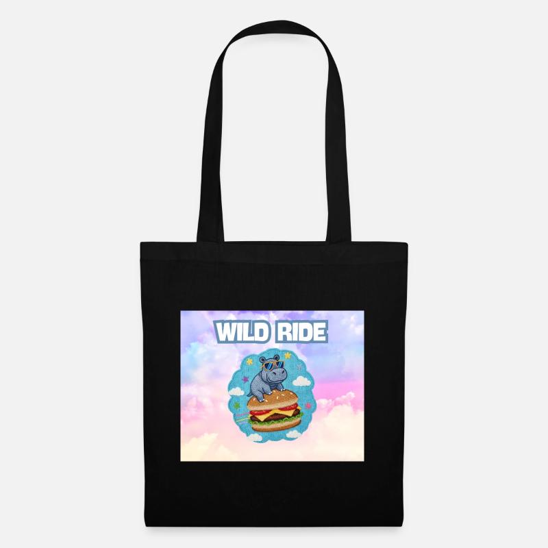 Wild Ride Hippo Burger Patch - Tote Bag - black