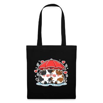 Cow duo under umbrella - Tote Bag - black - Front