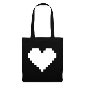 Pixel Herz 8-Bit Leben - Stoffbeutel - Schwarz - Vorne