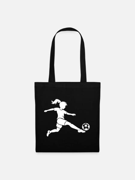 Fussballerin Fussball Silhouette - Stoffbeutel - Schwarz
