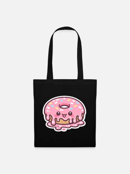 Kawaii Donut mit Zuckerguss - Stoffbeutel - Schwarz