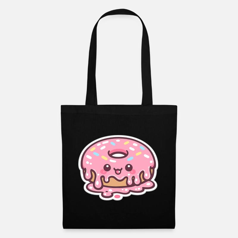 Kawaii Donut mit Zuckerguss - Stoffbeutel - Schwarz