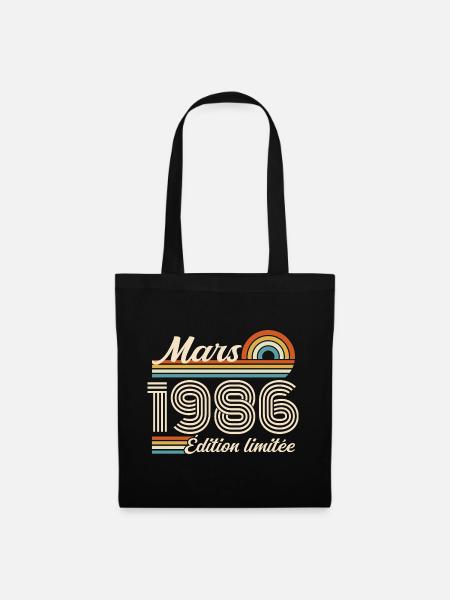40th Birthday Gift - Born in March 1986 - Tote Bag - black
