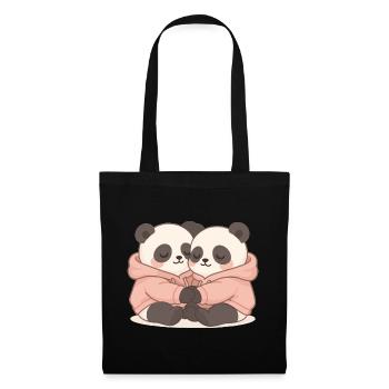 Câlins de pandas en sweat à capuche – Pastel Kawaii - Sac en tissu - noir - Devant