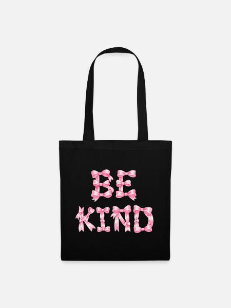 Be Kind Pink Bow T-Shirt Coquette Aesthetic - Tote Bag - black