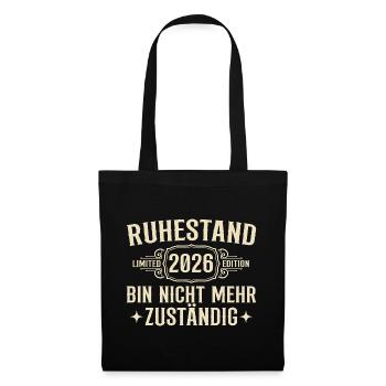 Ruhestand 2026 Abschied Kollege Rente - Stoffbeutel - Schwarz - Vorne