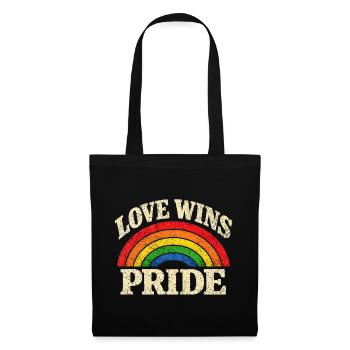 Love Wins Pride Regenbogen CSD LGBTQ Community - Stoffbeutel - Schwarz - Vorne