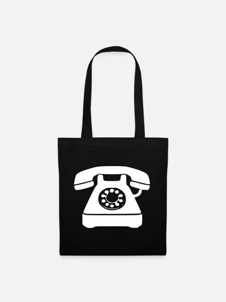 Retro Telefon Geschenk  - Stoffbeutel - Schwarz