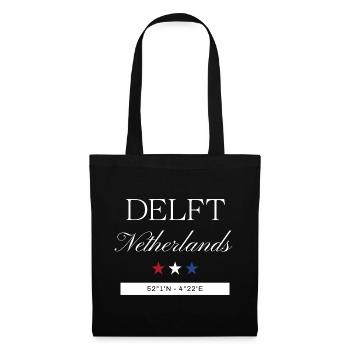Delft Niederlande Souvenir – Reise minimalistisch - Stoffbeutel - Schwarz - Vorne