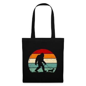 Bigfoot Walking a Dog Funny Dachshund - Stoffbeutel - Schwarz - Vorne
