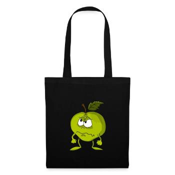pomme verte Grim visage - Sac en tissu - noir - Devant