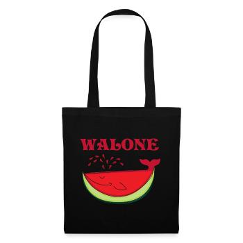 Walone Wal Wassermelone Melone Süße Geschenk Idee - Stoffbeutel - Schwarz - Vorne