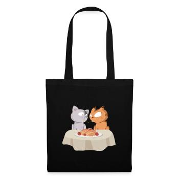 Katze Susi und Strolch Liebe Valentinstag - Stoffbeutel - Schwarz - Vorne