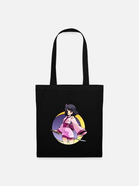 Samurai Anime Mädchen - Stoffbeutel - Schwarz