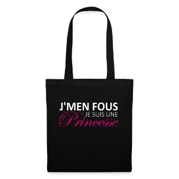 j'men fous je suis une princesse - Sac en tissu - noir - Devant