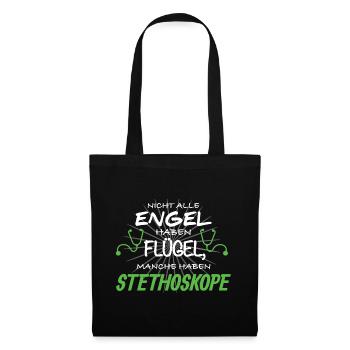 Engel Flügel Arzt Ärztin Stethoskop Medizin - Stoffbeutel - Schwarz - Vorne