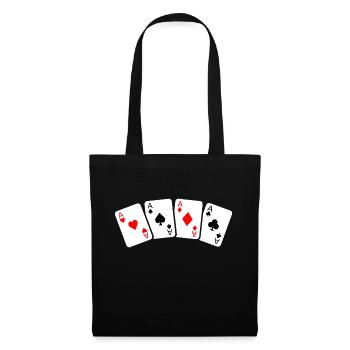 Cartes de poker - Cartes de jeu de casino - Sac en tissu - noir - Devant