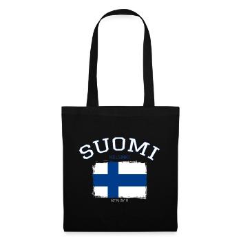 Finnland Flagge mit Helsinki Referenz - Stoffbeutel - Schwarz - Vorne