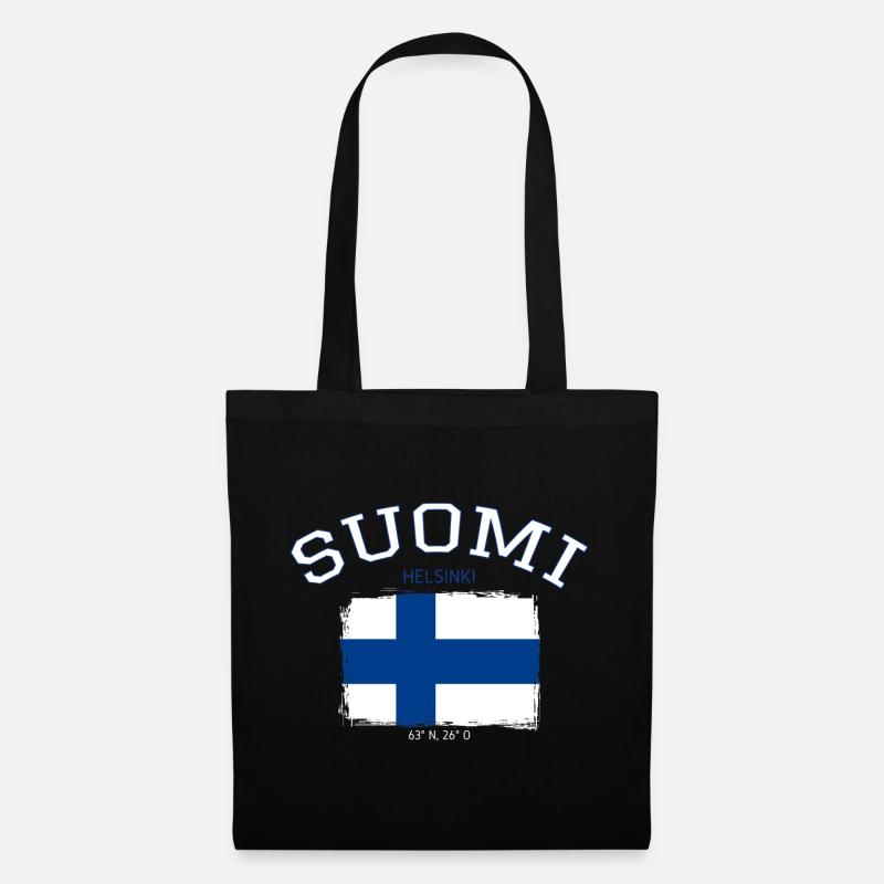 Finland flag with Helsinki reference - Tote Bag - black