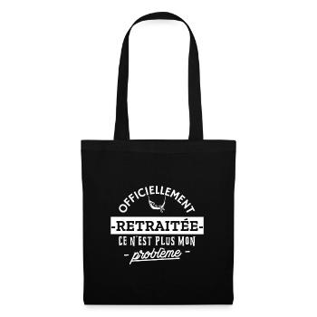 Officiellement retraitée - idée cadeau retraite - Sac en tissu - noir - Devant
