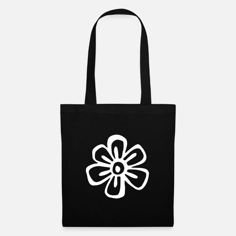 Eine weiße Blume mit breiten Strichen. - Stoffbeutel - Schwarz