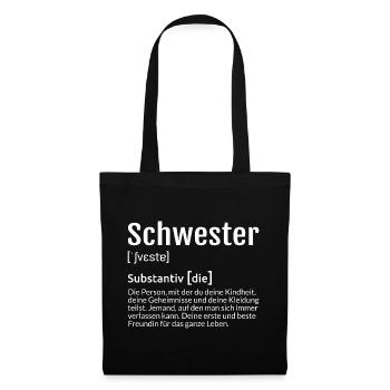Schwester Definition - Stoffbeutel - Schwarz - Vorne