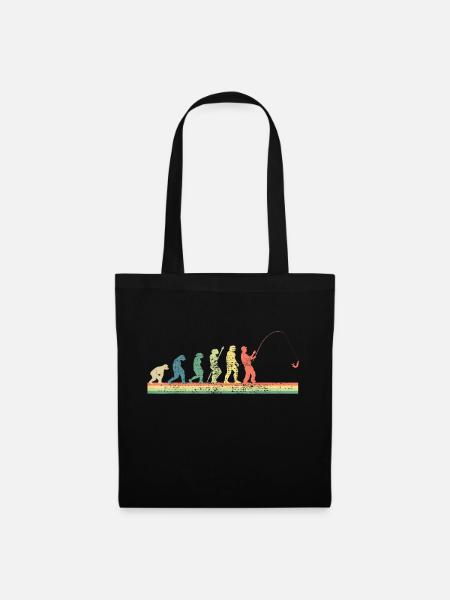 Pêcheur à la ligne Évolution Cadeau Pêcheur Rétro - Sac en tissu - noir