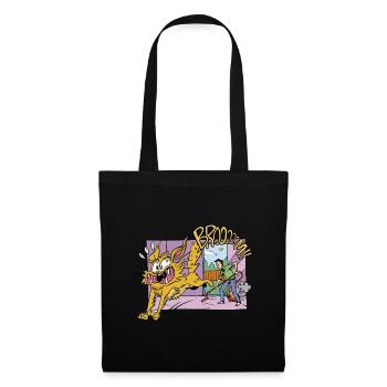 Aspirateur de chat Drôle Humour Bande Dessinée Dessin Animé - Sac en tissu - noir - Devant