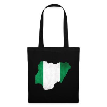 Nigeria - Frontière nationale dans le drapeau national - Sac en tissu - noir - Devant