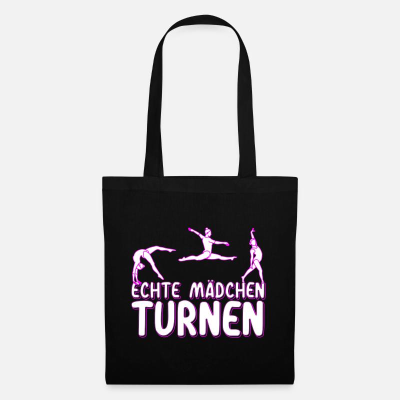 Echte Mädchen Turnen Turnerin | Farben änderbar - Stoffbeutel - Schwarz
