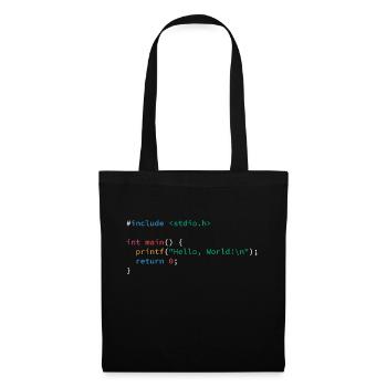 Programmiercode Insider Spruch Hello World - Stoffbeutel - Schwarz - Vorne