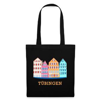 Tübingen, Vue du Neckar, dessin, Allemagne - Sac en tissu - noir - Devant