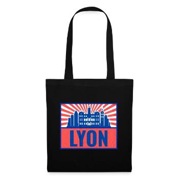 Lyon Skyline BlueRed Retro - Tote Bag - black - Front