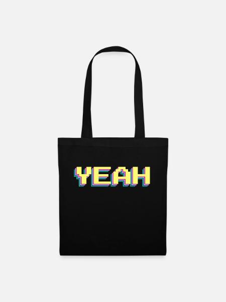Yeah 90er Pixel Wort - Stoffbeutel - Schwarz