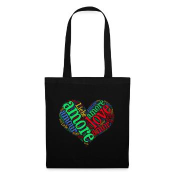 t-shirt amour amour amour Liebe amor nuage de mots - Sac en tissu - noir - Devant