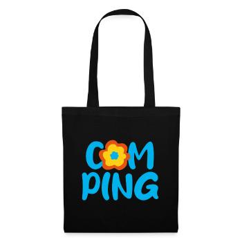 Camping Blume Comic Fan Camper Urlaub Outdoor - Stoffbeutel - Schwarz - Vorne