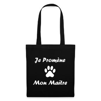 Je promène mon maitre - Sac en tissu - noir - Devant