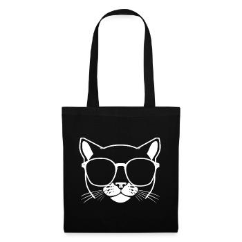 Lustige Katze mit Sonnenbrille Kätzchen Sonnenbrille Katzen - Stoffbeutel - Schwarz - Vorne