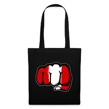 Pérou drapeau poing main - Sac en tissu - noir - Devant