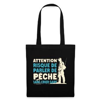 Pêcheur risque de parler de pêche cadeau humour - Sac en tissu - noir - Devant