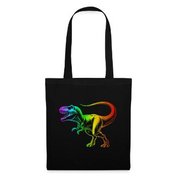dinosaure tyrannosaure rex, t-rex arc-en-ciel - Sac en tissu - noir - Devant